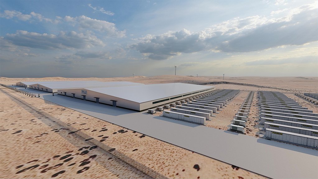 An artist impression of the Hyphen Hydrogen Energy project in Namibia