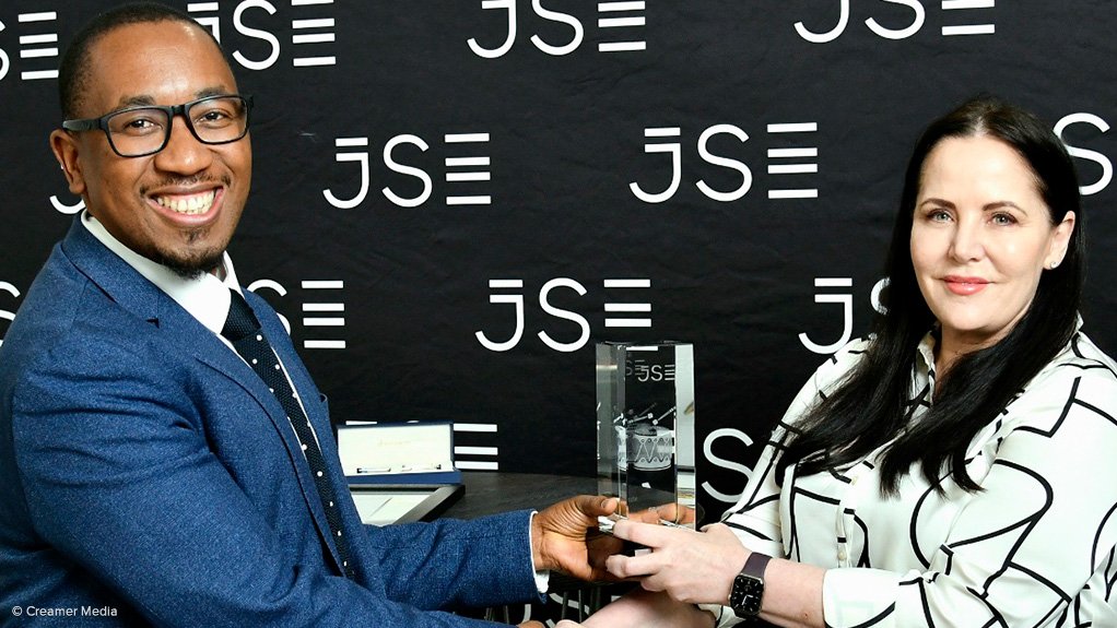 JSE Origination and Deals Head Samuel Mokorosi and Copper 360 chairperson Shirley Hayes at last month's Copper 360 listing.