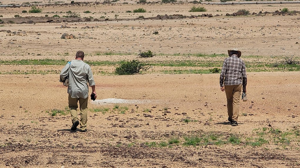 Members of the Madison Metals team surveying the Madison North uranium project in Namibia