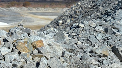 Image shows lithium ore stockpiled 