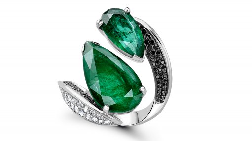 A ring with an emerald mined at Gemfields' Kagem mine