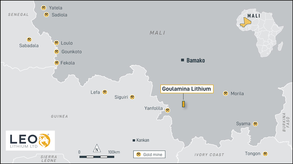 Location map of the Goulamina  project
